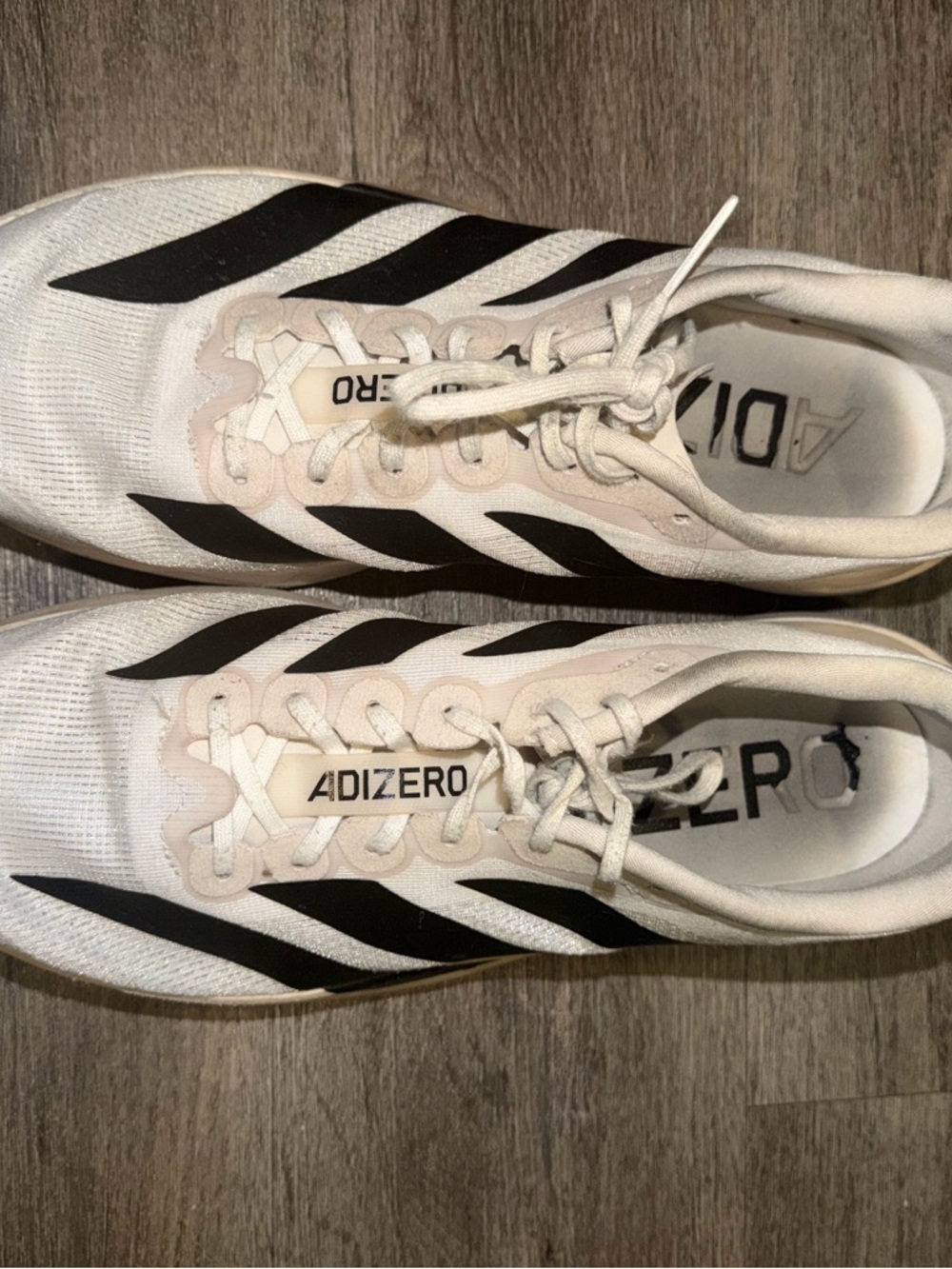 adidas Adizero Men’s Athletic Shoes - White with Black Stripes